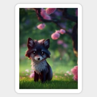 Cutest Little Black Fox Sticker